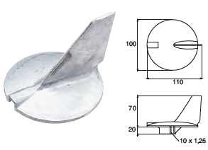 YA041 ANODO PER MOTORE YAMAHA- MARINER MOTORI PINNA DIREZIONALE