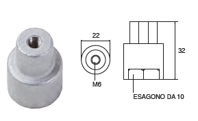 YA051 ANODO PER MOTORE YAMAHA