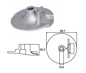 YA064 ANODO PER MOTORE YAMAHA- MARINER D.89.7 F.10.5 H.32.3