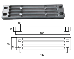 YA073 ANODO PER MOTORE YAMAHA- MARINER 203x45 h.15