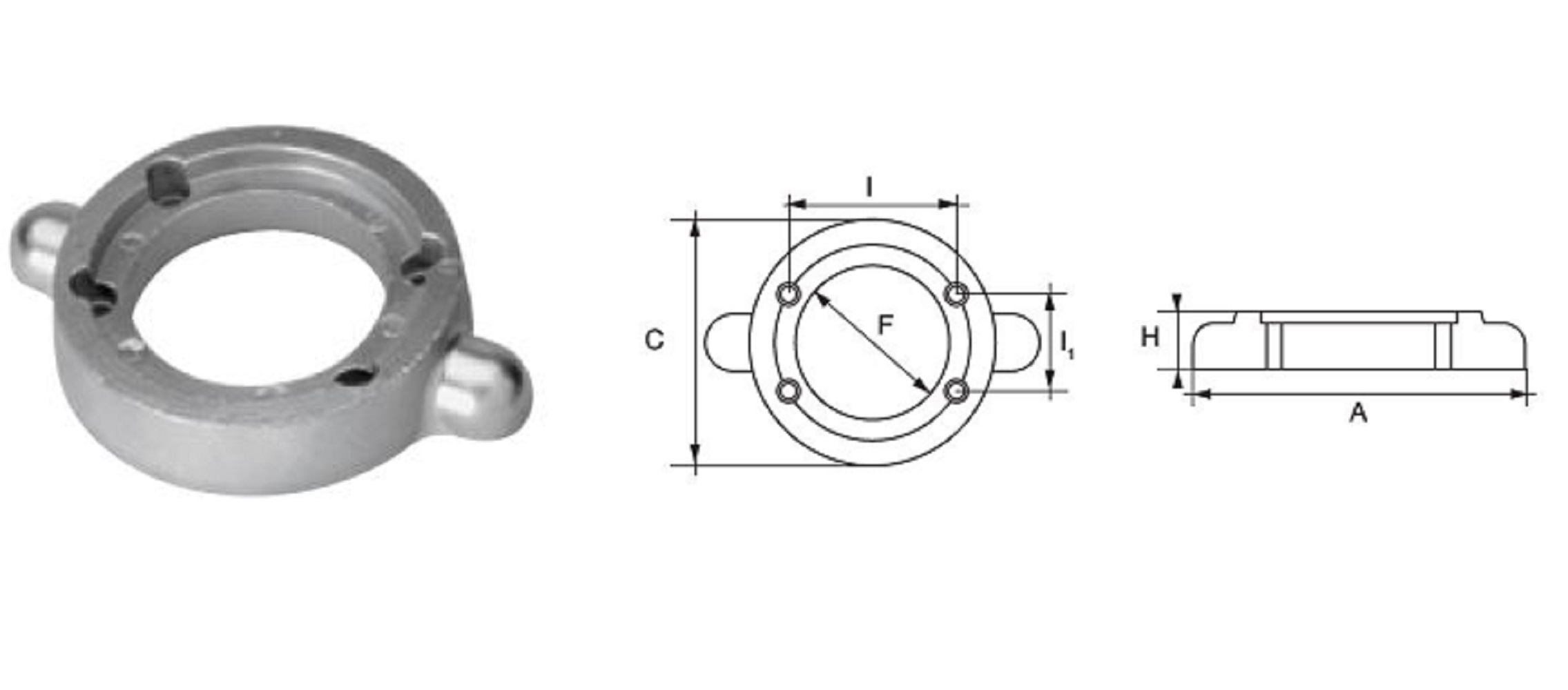 YN006 ANODO PER MOTORE YANMAR F- ZYM-5 MIS DIAM ESTERNO 107 DIAM INTERNO 66