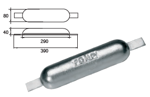 ZS023 ANODO A SALD. F-5 KG 5 MIS 290X80X40 ZINCO
