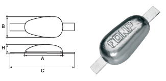 ZS028 ANODO A SALD. F1-3 KG 3 MIS 150X90X40 ZINCO