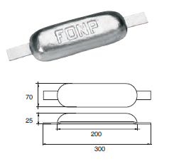 ZS031 ANODO A SALD. F1-2 KG 2.2 MIS 200X70X25 ZINCO