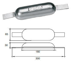 ZS032 ANODO A SALD. FR-2 KG 1.8 MIS 180X65X30 ZINCO
