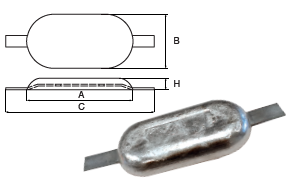 ZS074 ANODO A SALD. F-2.7 KG 2.7 MIS 200X95X25 ZINCO