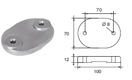 ZX018 ANODO DA IMBULL. FX-05 KG 0.5 MIS 100X70X12 F/F 70 2 FORI DIAM 8