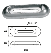 ZX019 ANODO DA IMBULL. FX-2D/ZN SERIE FAIRLINE KG 1.2 MIS200X65X35 DIAM ASOLA 12X110