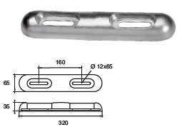 ZX020 ANODO DA IMBULL. FX-3D/ZN SERIE FARLINE KG 2.4 MIS 320X65X35 F/F 1602 ASOLE DIAM12X65