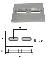 ZX064 ANODO DA IMBULL. KG 1.1 MIS 152X102X13 F/F 66