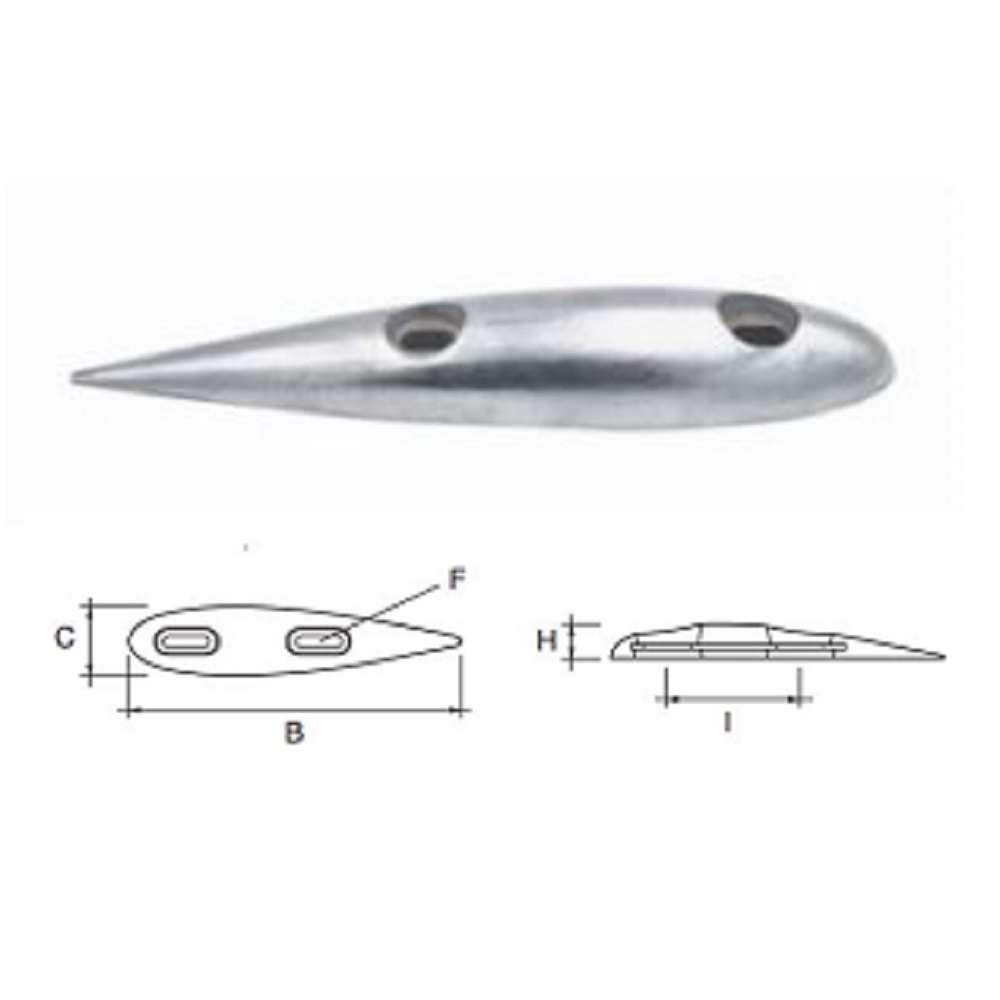 ZX070 ANODO DA IMBULL. FX-4HYD KG 4 MIS 400X84X42 F/F 160 2 ASOLE DIAM 13X25
