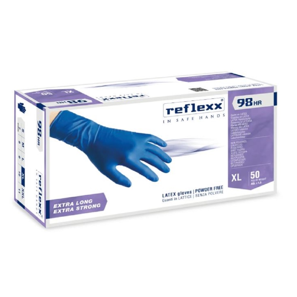 GUANTI   LATTICE BLU High Risk blu NO polvere sp.33 mm CF 50 TG.XL