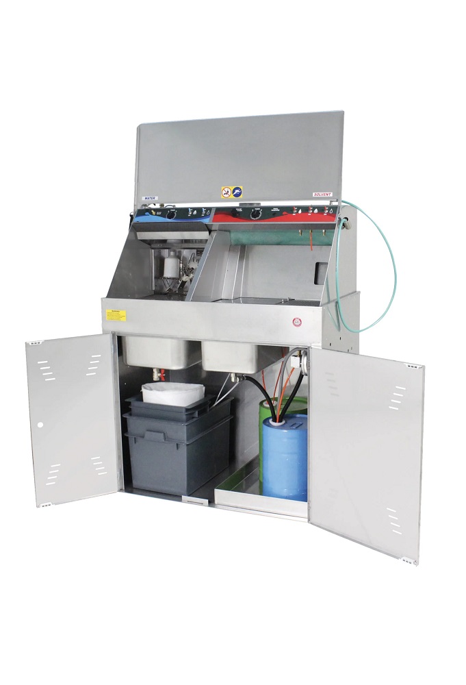 LAVAPISTOLA ACQUA/SOLVENTE ACQUA: manuale e autom. con pompaDILUENTE autom e manuale con 2 pompe