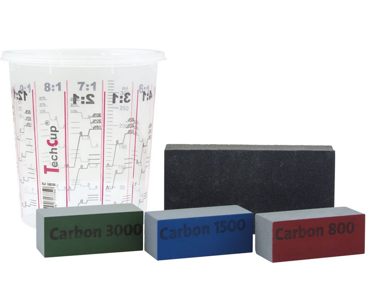 Kit 3 pietre di carbonio G800, G1500, G3000 + Tampone livellatore