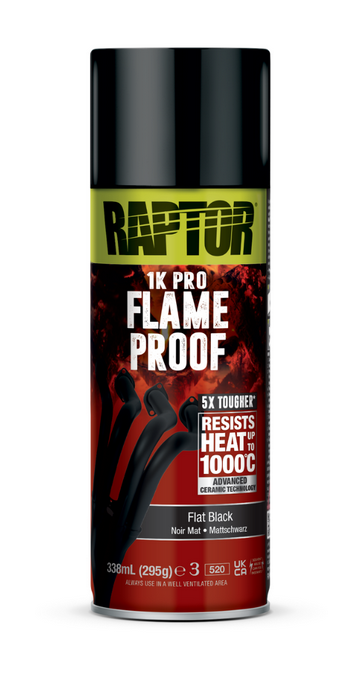 BOMBOLETTA TERMO ALTA TEMPERATURA 1000° U-POL RAPTOR Flameproof - FLAT BLACK - 338mL