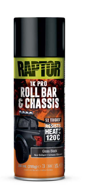 BOMBOLETTA ROLL BAR E CHASSIS U-POL RAPTOR  - GLOSS BLACK - 366mL